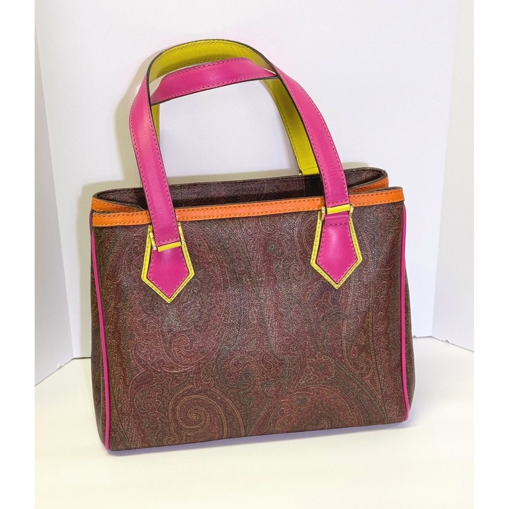 ETRO tote with multi colored handles EUC